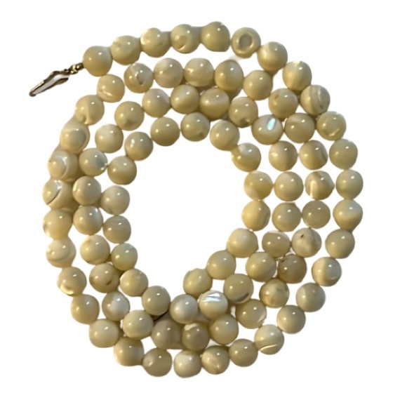 Vintage Art Deco MOP Mother Of Pearl Crystal Beaded Necklace - Picture 6 of 9